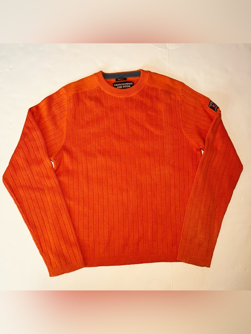 Vintage Y2K Abercrombie & Fitch Muscle Fit Ribbed Sweater Orange Medium A/92